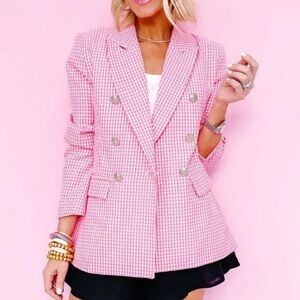 Hale House Boutique Pink Gingham Blazer